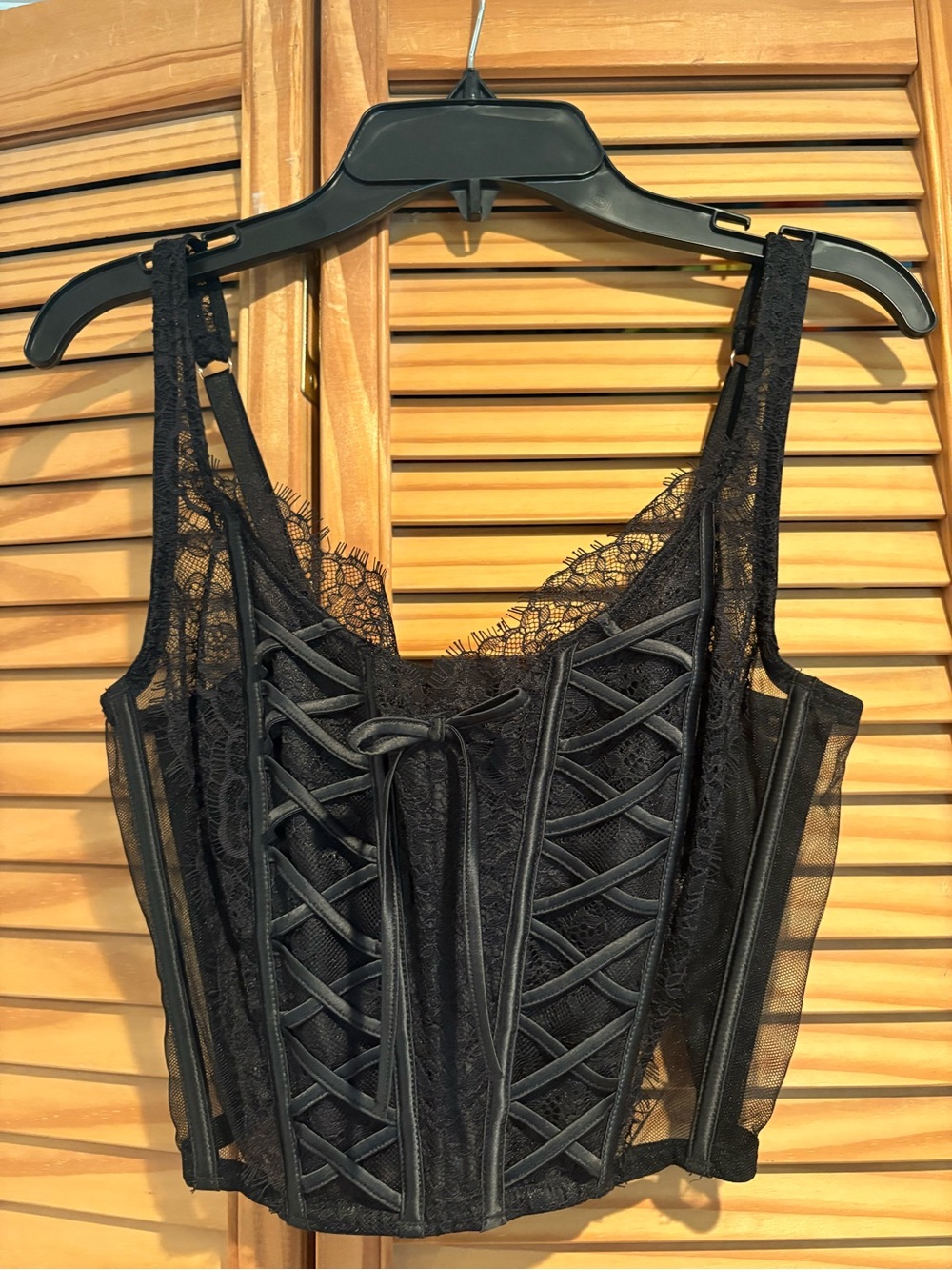 Victoria’s Secret Black Lace Corset Bustier Top Lace Bodycon Coquette Girl Sheer